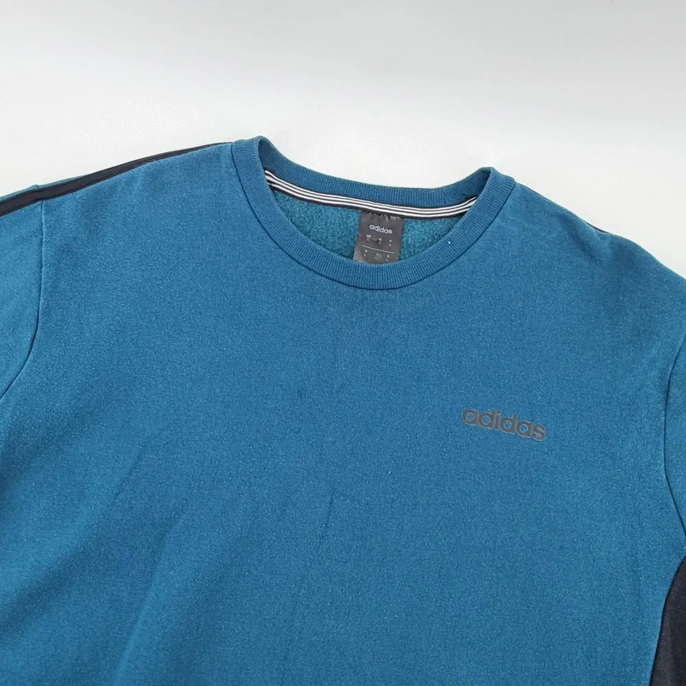 Adidas Essentials 3-Stripes Crewneck Sweatshirt Size XL Teal Blue‎ Pullover Mens